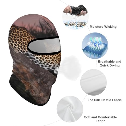 Balaclava para hombre, máscara de esquí para mujer, diseño de leopardo africano, cubrebocas facial completo para ciclismo miniatura 3
