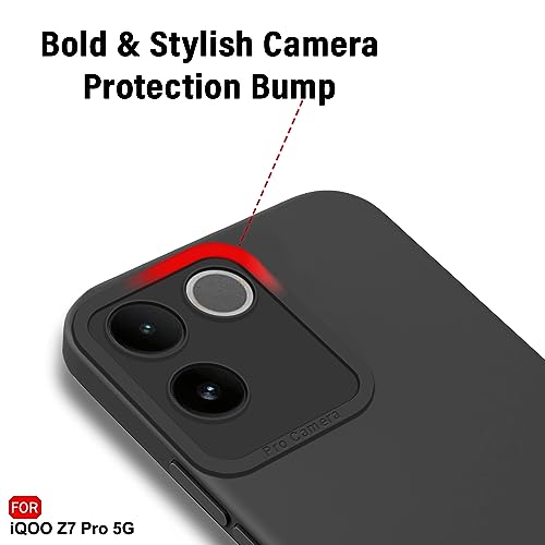 Image of TheGiftKart Liquid Silicon Back Cover Case for iQOO Z7 Pro /Vivo T2 Pro 5G | Stylish Camera Protection Module | Micro-Fibre Lining Inside | Shockproof Back Cover Case for iQOO Z7 Pro (Silicone, Black)