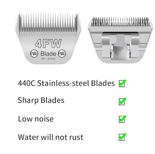 4FW Wide Blades for Dog Grooming Blades Compatible with Andis,Oster A5,Wahl KM10 Clippers,Cut Length 3/8"(9.5mm) - Image 3