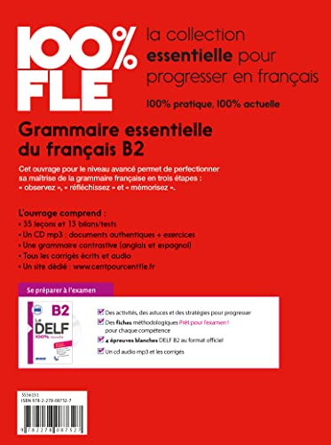 100% FLE - Grammaire essentielle du français B2 - Livre + CD
