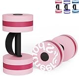 Water Weights Aquatic Exercise Dumbbells: Sportneer Pool Weights Dumbbells With Easy Handle Strip High Density EVA Foam Aqua Fitness Barbells Equipment Set of 2 for Water Aerobics Workouts Double Pink