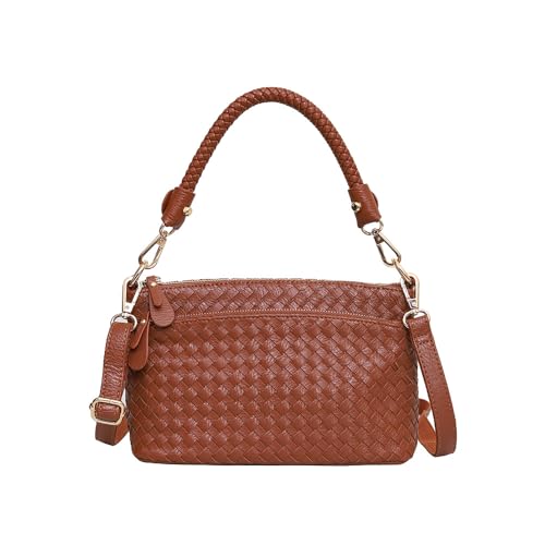 vegan leather crossbody bag for women small shoulder purse with braided top handle versatile tote bag with adjustable strap