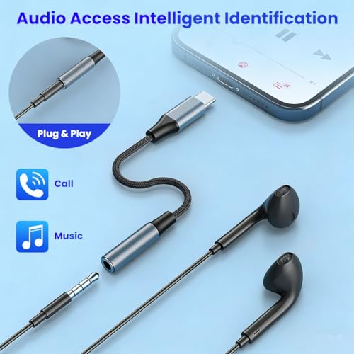 Image of Verilux 2 Pack Type C to 3.5 mm Audio Jack Connector, 3.5 mm Jack to Type C Aux Audio Dongle Cable for iPhone 17 Pro Max /17 Pro, 16 /15 Series, Galaxy S23 /S22 /S21, Pixel, iPad Pro, MacBook
