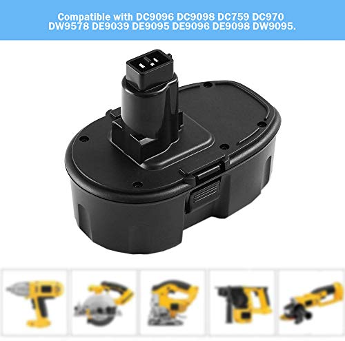 Topbatt 3600Mah Replacement Battery Compatible With Dewalt 18V Battery Ni-Mh Dc9096 Dc9098 Dc9099 Dc970 Dw9095 Dw9096 Dw9098 Dw9099 De9039 De9095 De9096 De9098 De9503 2-Pack #TOP5