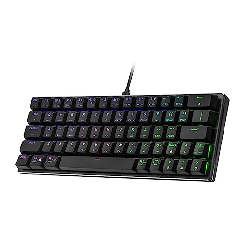 Image of Cooler Master SK620 60% Gunmetal Mechanical Keyboard with Low Profile Blue Switches, New and Improved Keycaps, and Brushed Aluminum Design | 60% Wired Keyboard, Low-Profile Blue Switches, Per-Key Rgb, Brushed Aluminum Top, Upgraded Keycaps, Detachable USB-C Cable