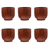 QWDLID 6 Pieces Japanese Style Wooden Cup Jujube Wood Tea Cup Wooden Coffee Cup Water Mug Drinking...