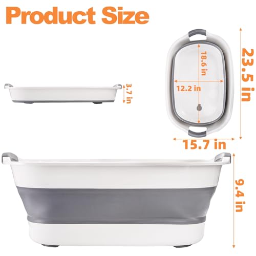 image for Coloch Collapsible Pet Bathtub with Water Drain Plug, Plastic Dog Bath