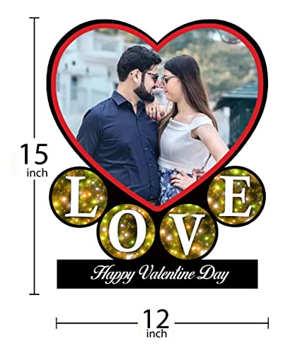 Image of Customized Valentine Photo Frame for Gifts | Personalized Heart Shape Couple Photo Frame with Custom Photo Printing | Romantic Anniversary, Wedding, Engagement, Birthday & Valentine Gift