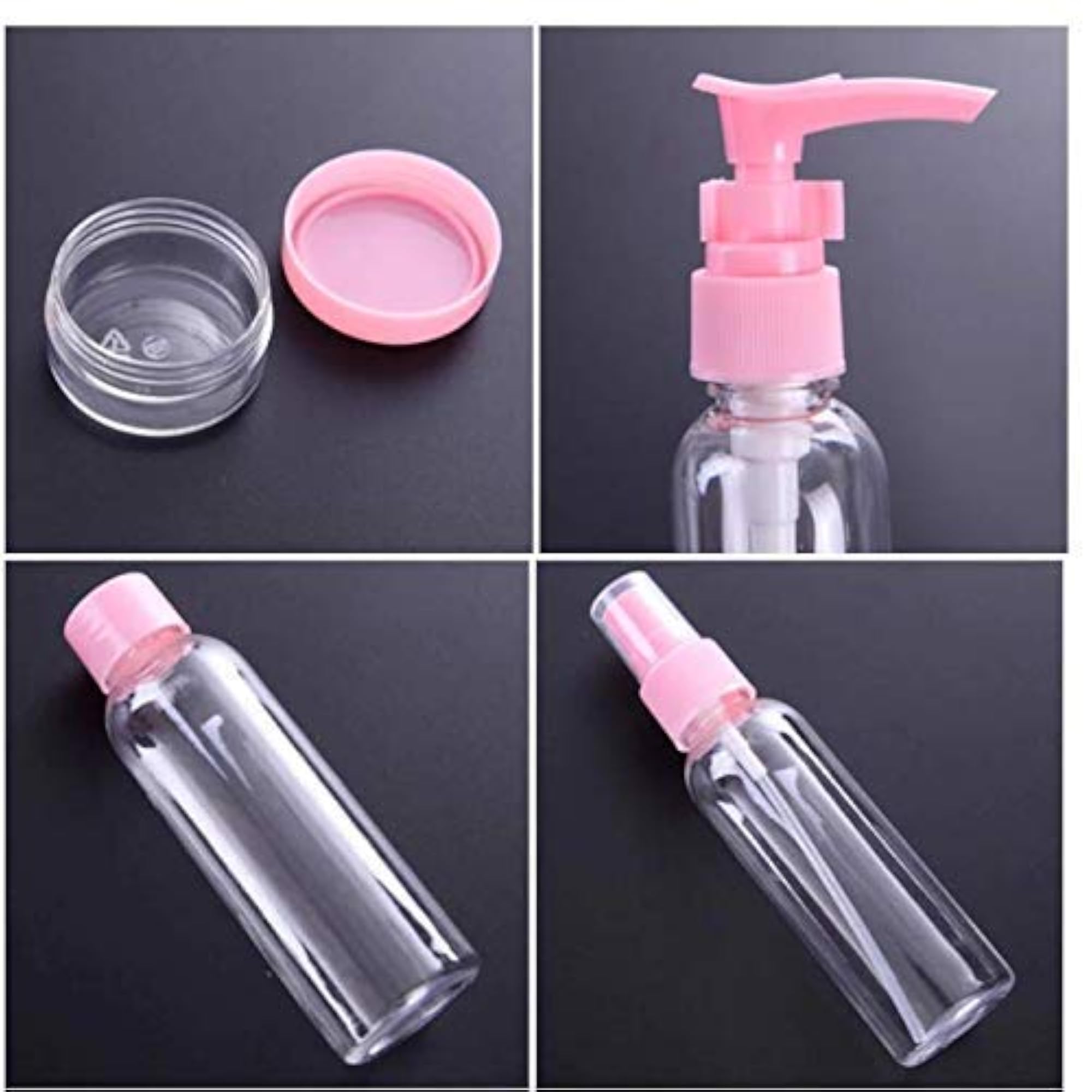 Cosmetic Toiletries Travel Pouch Refillable Spray Bottles Kit