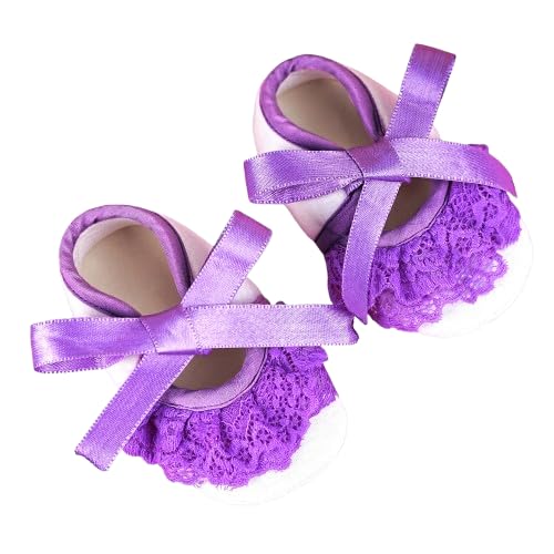 coco candy Purple Frill Ribbon Booties Shoes for Girls Soft Warm Comfortable Anti-Slip New Born Infant shoe Baby Footwear gift for little one Walking & Daily Wear-picture-40