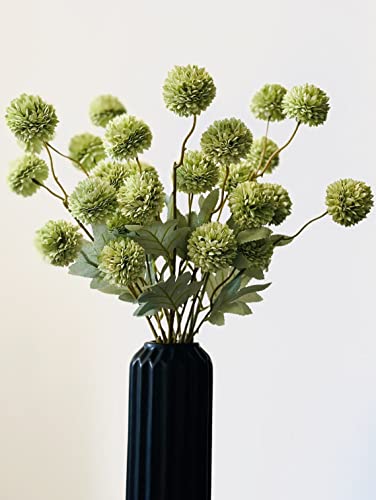 Sorola 6 Chrysanthemum Stems Artificial Flowers Faux Tulips Floral Foam 52cm Large Flower Bouquet Bunches Arrangements for Home Decor (Green) - Image 3