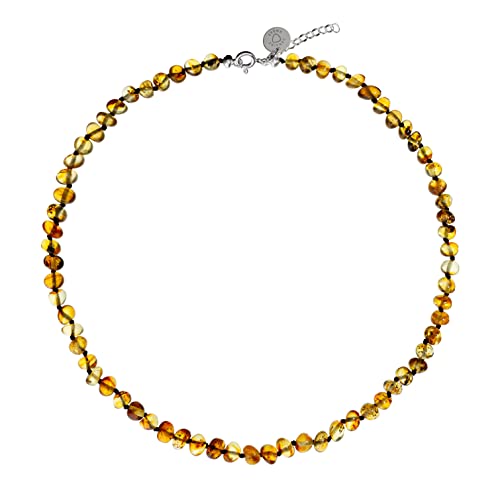 Genuine Amber Collier - Perles d'ambre de la mer Baltique brute assemblées à la main - Avec fermoir en argent sterling, Gemme, Ambre Cover