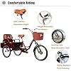 SRNSAEB Adult Tricycle With Basket And Back Seat, 20in 3 Wheel Bike For Women 440 Lb. Capacity, Red Superhandy Bicycle Three Wheels For Parent-Child Cycling Picnic #5