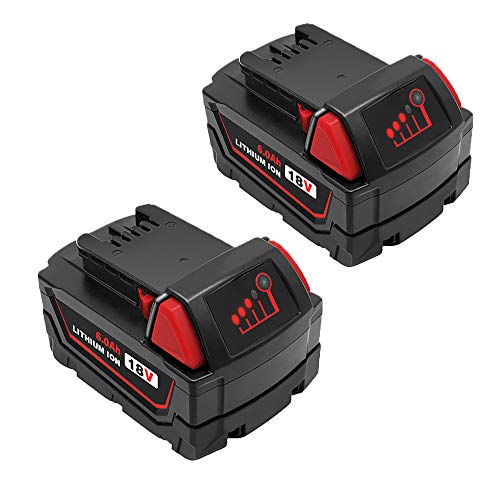 HOMEDAS 2 Pack 6.0Ah Replacement for Milwaukee 18v Battery Lithium 48-11-1815, 48-11-1820, 48-11-1828, 48-11-1840, 48-11-1841, 48-11-1850, 48-11-1852 Compatible with Milwaukee 18-Volt Tools
