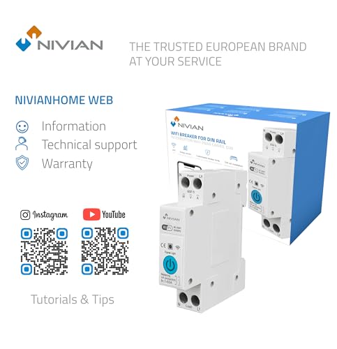 Interruptor Carril DIN WiFi con Medidor de Consumo Nivian Smart Home – Control Remoto por App, Protección Eléctrica 1-63A, Automatizaciones, Alexa y Google - imagen 9