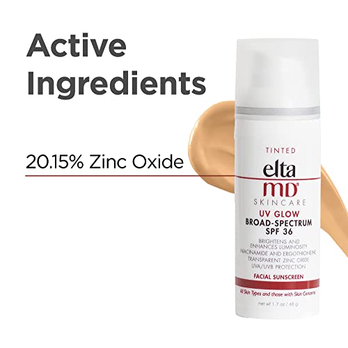 Eltamd Uv Glow Spf 36 Tinted Sunscreen Moisturizer Face Lotion, Brightens And Hydrates For Glowy Skin, Broad Spectrum Mineral Face Sunscreen With Zinc Oxide, Non Greasy, Oil Free, 1.7 Oz Pump #TOP7