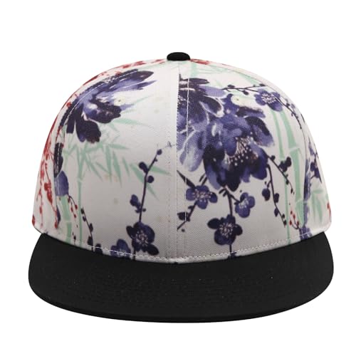 Image of Quanhaigou Snapback Hat for Men Women,Hip Hop Style Colorful Flat Bill Hats Teens Adjustable Baseball Cap