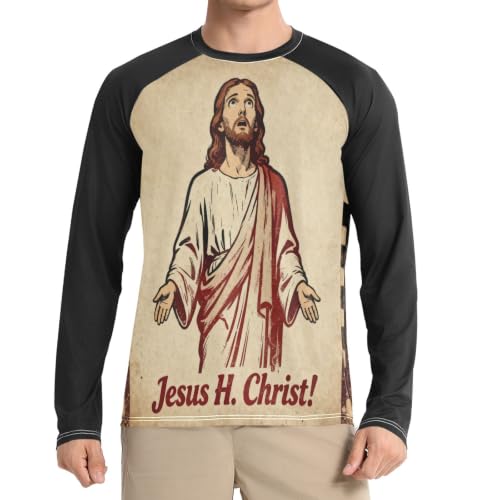 Camisas de natación para hombre Pure H. Christ de manga larga y cuello redondo negro