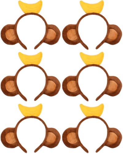 HODRME 6 PCS Monkey Ears Headband-Halloween Christmas Festival Theme Party Animal Cosplay Costume Headbands