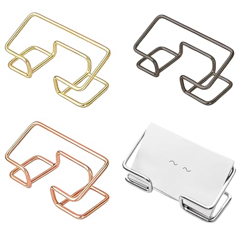 Eiflayn Support Carte de Visite,4 Pièces Presentoir Carte de Visite en Métal,Porte Carte de Visite,Présentoir Cartes de Visite,Convient pour Entreprises,Magasins,Écoles