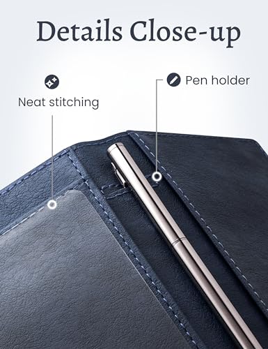 Image of Yarnic Checkbook Cover for Personal Checkbook Holder with Pen Holder | Check Book Covers & Built-in Clear Plastic Divider for Duplicate Checks (Navy Blue)