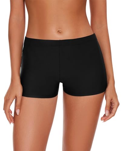 Bikini Bottom for Women, Womens Swim Shorts, Bathing Suit Bottoms for Women, Black Tankini Bottoms Full Coverage
