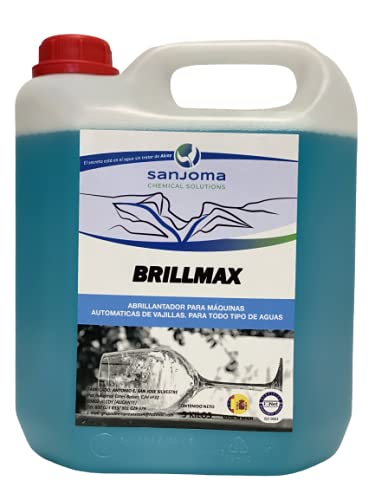 BRILLMAX Abrillantador de lavavajillas para uso profesional (Garrafa 5L). Elimina residuos, cal y acelera secado Cover