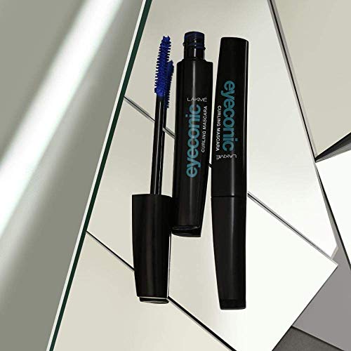 Image of Lakme Eyeconic Curling Mascara For Women, 9ml | Blue Waterproof Mascara | Eye Mascara with Smart Curl Brush for Voluminous, Smudge-Proof Lashes