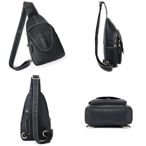 Genuine Leather Sling Bag for Men Women Backpack Chest Shoulder Satchel Crossbody Bags Casual Outdoor Daypack2