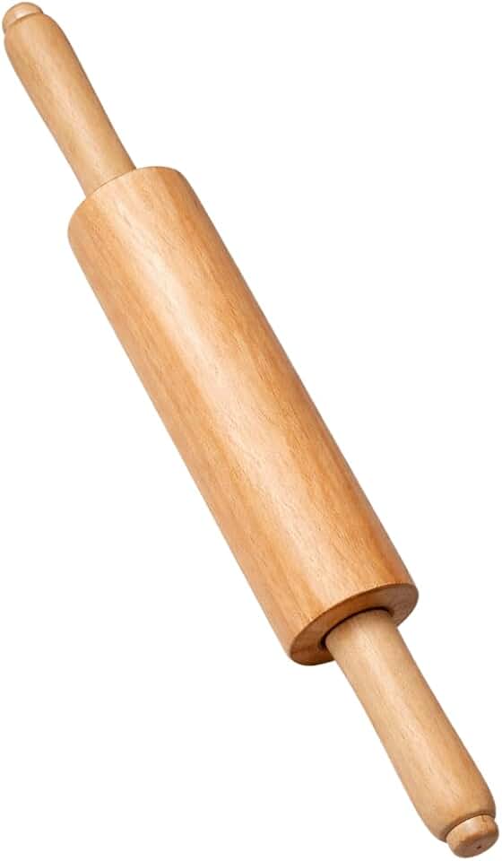 Rolo de Massa Madeira 39cm Antiaderente Natural Resistente Pizza Pão Confeitaria Fácil Limpar Tradicional