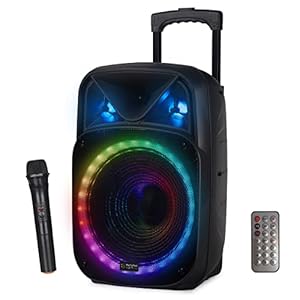 Draagbare PA-luidsprekersysteem Bluetooth Karaoke Machine Power 160W 10 “met draadloze microfoons x2 VHF Aux Tablet Houder DJ Lichteffect voor MP3 Telefoon TV, MTs10-2…