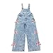Jean Overalls,Girls Romper Denim Overalls Bow Cute Jeans Baggy Wide Leg Fashion Jumpsuits Kids Bib Overall With Pockets 10-12 01 Sky Blue 160