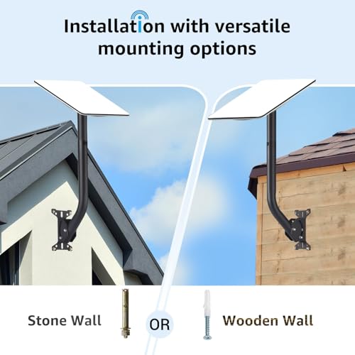 Image of Starlink Gen 2 Mount Adjustable Starlink V2 Mounting Kit Long Wall Mount J Pole Roof Mount (1.4 inch Dia x 17 inch L Short Pipe) for Internet Satellite TV Antenna Weather Station