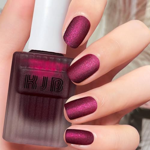 Glitzer Dunkle Lila Matte Nagellack - Pearl Schnelltrocknend & Langanhaltend ungiftige Nagellacke Ohne UV-Lampe - Wasserbasierter Nail Polish für Anfänger DIY Nail Art (Shimmer Dunkle Lila,12ML)