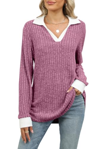 Image of Womens Long Sleeve Shirts Fashion Fall Tops Blouses Sweater Dressy Business Casual Outfits