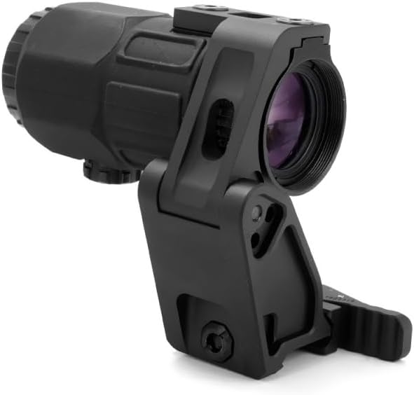 G45 5X Magnifier with 2.26" FTC Mount Combo for Optic Red Dot Reflex Sight，Quick Release/Detach and Flip-to-Center (FTC) Mechanism，Fits for Standard 20mm Picatinny Rail Mounting，CNC Alumnium，Black