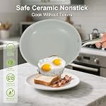 5PC Induction Cookware Set with Tempered Glass Lids, Ultra Nonstick Pots and Pans Set with Stainless Steel Handle, Oven Safe and Dishwasher Safe, Non Toxic & Ceramic Cooking Set, Cream White