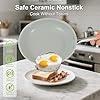 PRAMEDIA Pots and Pans Set Nonstick, 5-Piece Ceramic Cookware Set, Stainless Steel Handles, Induction Compatible & Oven Safe, Non Toxic Healthy Cooking Set for RV & Apartments, Cream White #3