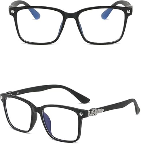 نظارة طبية كلاسيكية باطار مربع سميك وعدسات شفافة للرجال والنساء، اطار مربع عصري (شفاف)