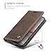 XIMAND for iPhone 16 Pro Max Case, RFID Blocking with Kickstand 2 Credit Card Slot and Cash Slot Magnetic Closure Wireless Charging Slim PU Leather Protective Cover - Coffee