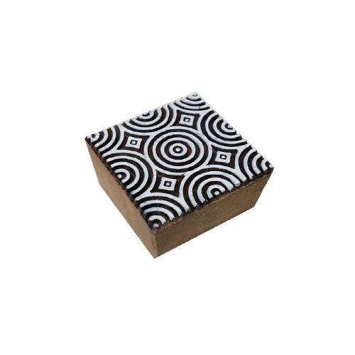 SK Art Wood Printing Stamp Block Square Design Set of 5 (2.5 Inch_Multi) 4