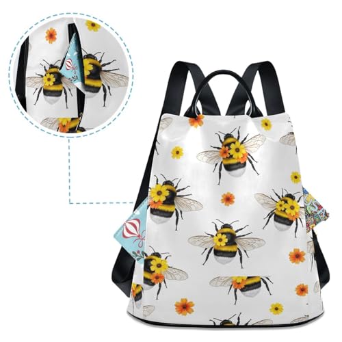 Sac à dos imprimé Bumblebees antivol avec fermeture éclair arrière et multibans - 4
