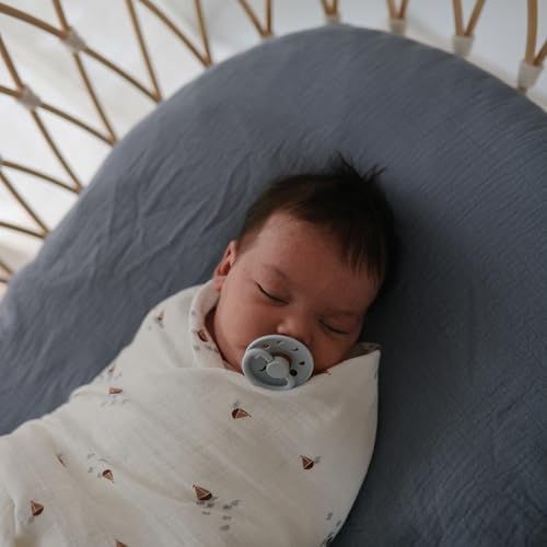 Image of mushie Extra Soft Muslin Fitted MINI Crib Sheet | 24 inchx 38 inch (Baby Blue)