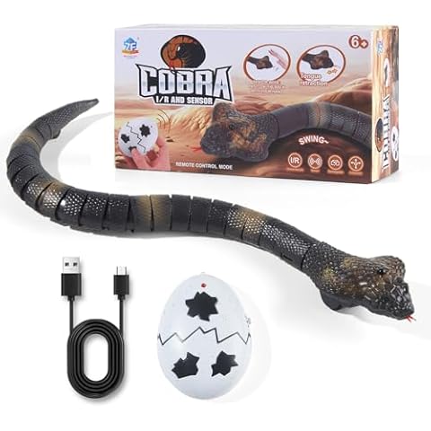 Remote Control Snakes Realistic Rc Snake Prank Cobra Rechargeable Smart Sensing Snake Cat Toy with Infrared Controller Snake Toys, Prank Gifts - Fun Toy or Gift for Kids Ages 6-8-10-13 Years Old Cover