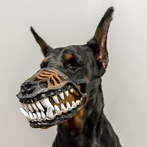 Scary Dog Muzzle for Halloween,Gruseliger Werwolf-Hundemaulkorb mit großen Zähnen – Bunte Zombie-Maske, lustiges Kostüm für Halloween (1 Stück, 32cm)