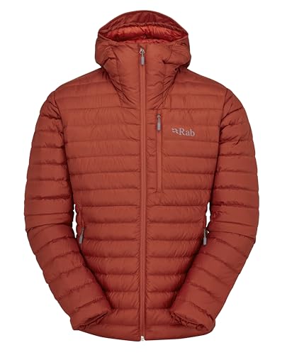 Rab Men's Microlight Alpine 700-Fill Down Hooded Puffer Jacket for Hiking & Skiing - Tuscan Red - X-Large