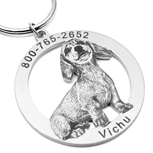 Personalized Dog Tag,Photo Name Dog Tag,Custom Photo Dog Tag,Dog ID Tag,Dog Collar Tag,Pet Id Tag (Medium 3.2cm)