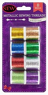 Organzy Metallic Sewing Thread  Perfect for Embroidery  Great for Sewing Projects - Assorted Colour Glitter Threads  Multicolour  8 Pack