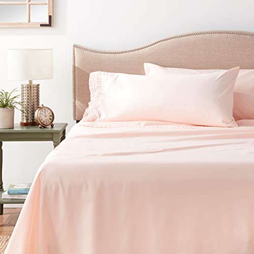 Modern Threads Soft Microfiber Crochet Lace Sheets - Luxurious Microfiber Bed Sheets - Includes Flat Sheet, Fitted Sheet With Deep Pockets, & Pillowcases Blush King #TOP4