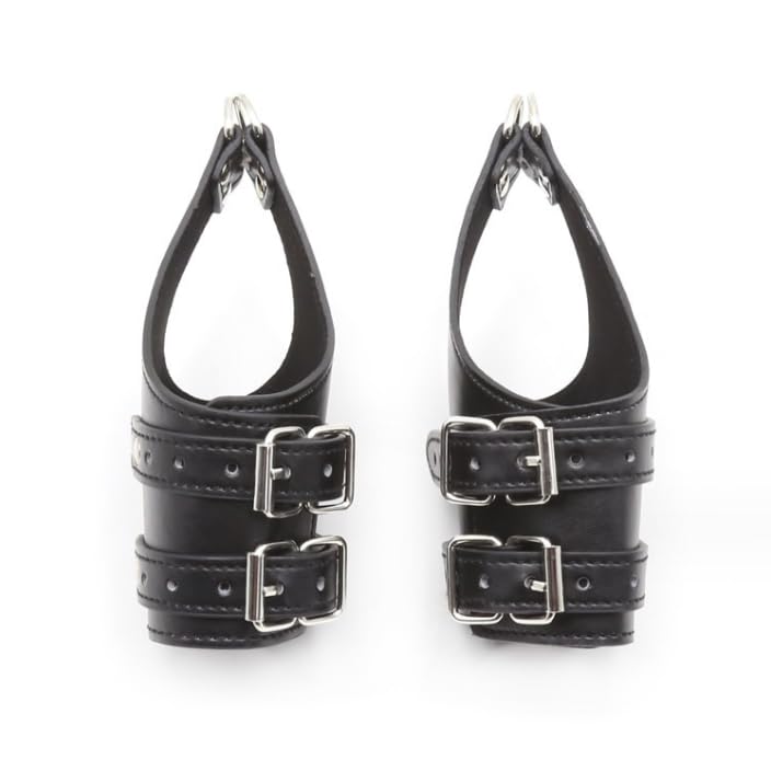 Black Leather Suspension Handcuffs, Restraint Leather Standing Suspension Handcuffs, Leather Restraint Handcuffs, Handcuffs, Handcuffs, Padded Handcuffs